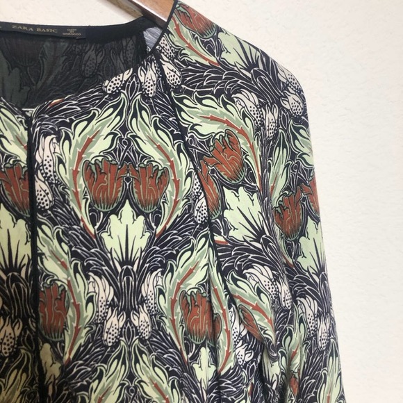 Zara Tulip Printed Mod Retro Drop Waist Dress S - Picture 3 of 7